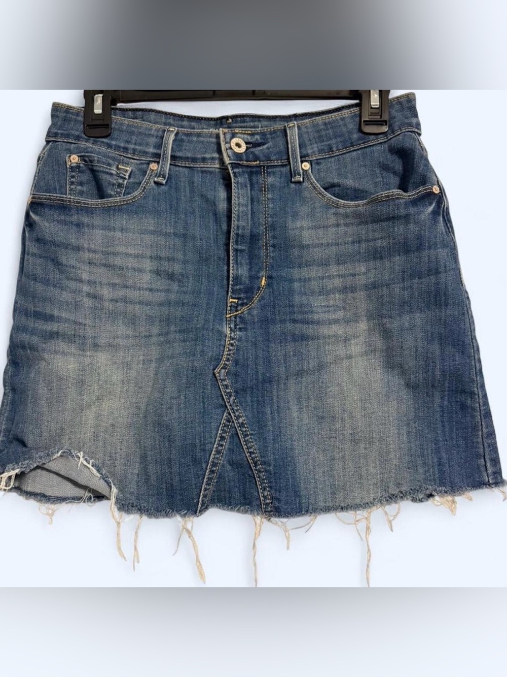 Signature by Levi Strauss Faded Blue Distressed Denim Mini Skirt